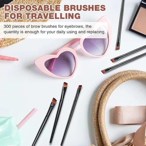 Vista 6 de 300 brochas desechables para cejas multifunción, brochas cosméticas para cejas, portátiles, en ángulo, tinte profesional para cejas, suministros