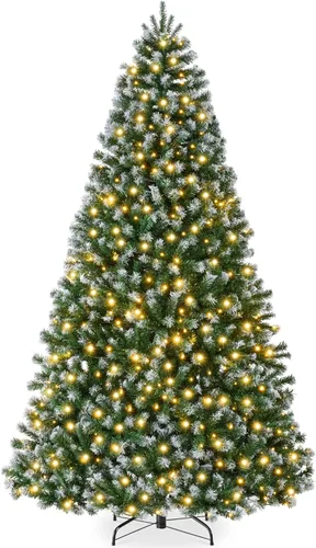 Vista 9 de Best Choice Products Árbol de Navidad de abeto azul preiluminado, decoración artificial con bisagras completas, 420 luces incandescentes blancas