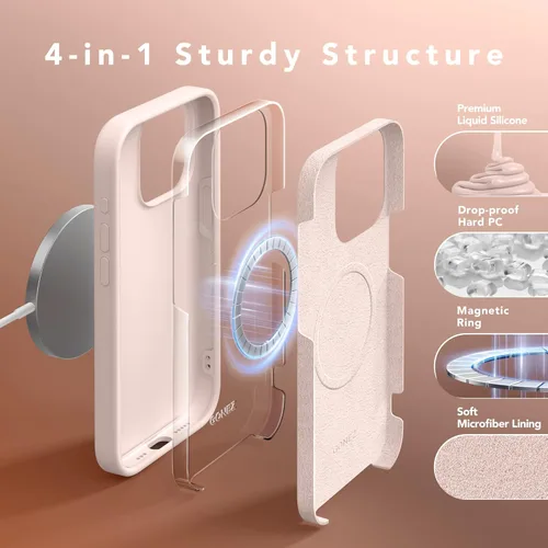 Vista 1964 de GONEZ Funda magnética para iPhone 14, compatible con Magsafe, con protector de pantalla + protector de cámara, forro de microfibra antiarañazos
