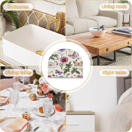 Vista 8 de Flower Butterfly Napkin Holder for Paper Napkins, Acrylic Upright Holder for Table, Tissue Dispenser for Farmhouse Kitchen Home Decor