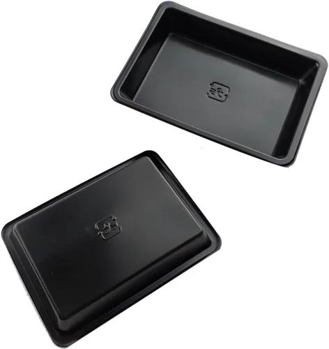 Vista 4 de Paquete de 100 platos rectangulares de plástico para salsa de soja, platos desechables para sumergir, platos de sushi caliente, juego de platos