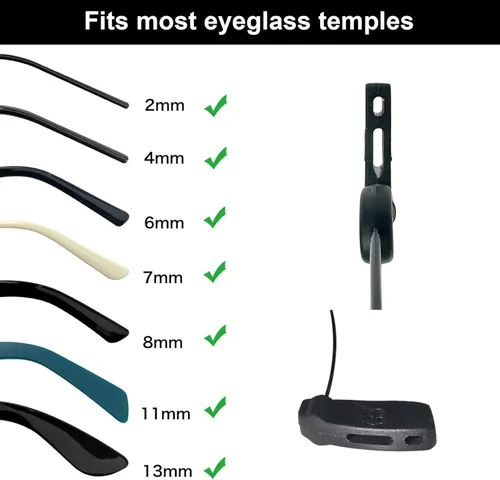 Vista 2 de Festty Correa para lentes (3 unidades), correa ajustable para lentes deportivos para hombres y mujeres, cadena de cordón para lentes de sol, soporte