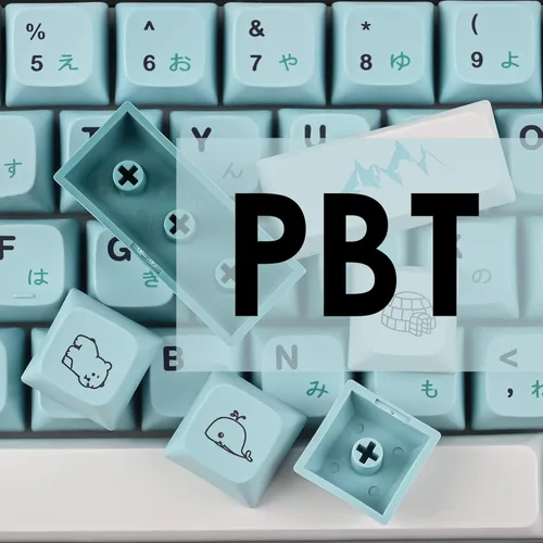 Vista 6 de WHYSP XDA Keycaps Japanese 60 Percent PBT for 60% Mechanical Gaming Keyboard Blue Keycaps for Cherry MX Switches (Blue Ice)