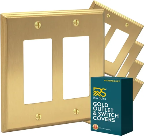 Vista 15 de Rio Salto BRASS Deco Collection - Placa de pared ciega de metal dorado de tamaño estándar, cubierta de salida resistente a la corrosión