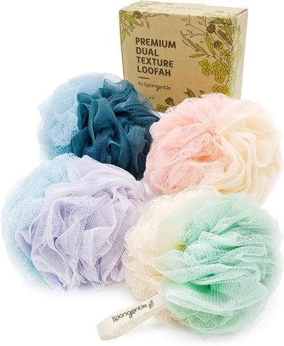 Vista 11 de Sunlite Sports - Esponja de baño de bambú de carbón activado Spongentle, limpieza profunda premium, paquete de 4, para baño y ducha, exfoliante