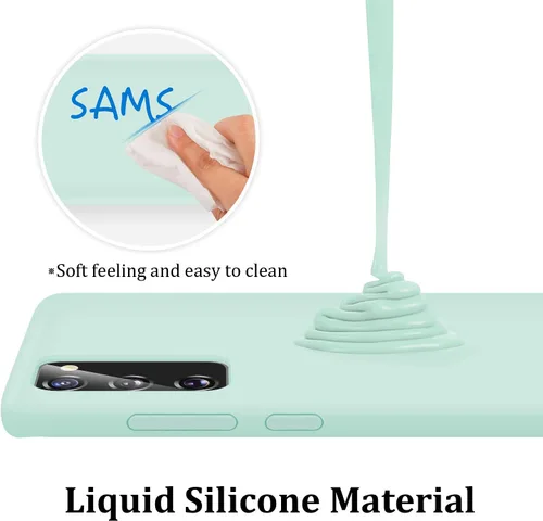 Vista 2 de Funda de silicona líquida compatible con Samsung Galaxy S20 FE 5G, protección de cuerpo completo de goma de gel a prueba de golpes para Galaxy S20