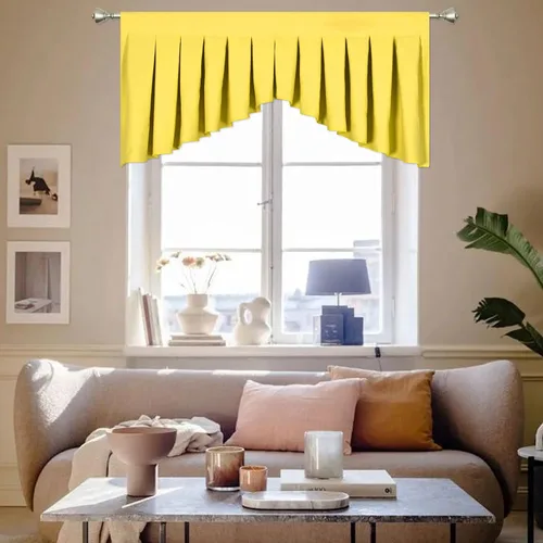 Vista 35 de Cenefas para ventanas de ventana beige para sala de estar, cenefa opaca con bolsillo para barra para cocina, paquete de 1