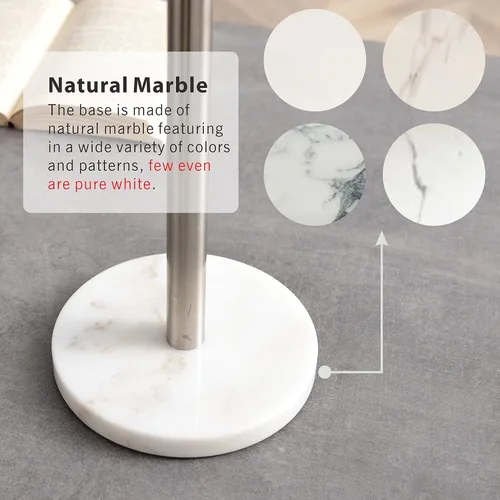 Vista 4 de Songtec Soporte de papel higiénico, soporte para rollo de papel higiénico, base de mármol natural pesado, resistente para 5 rollos de papel Níquel