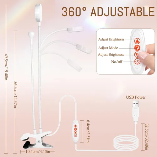 Vista 37 de AORAEM Lámpara LED UV para uñas: lámpara U V de cuello de cisne de doble cabeza para uñas de gel, luz LED de curación flash con 6 lupas para el Negro