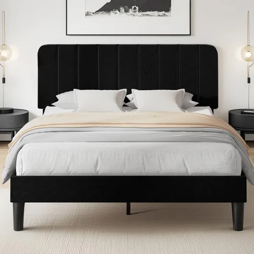 Vista 31 de VECELO Marco de Cama Tapizada Tamaño Full con 4 Cajones y Cabecero, Marco de Cama Plataforma de Almacenamiento de Terciopelo, Soporte de Listones