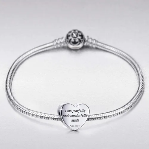 Vista 4 de MUERDOU Pulsera con dije de corazón en forma de versículo bíblico cristiano, oración, fe, joyería religiosa, regalos para mujeres