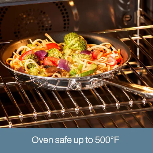 Vista 7 de All-Clad D3 - Sartén antiadherente de acero inoxidable de 9 pulgadas, sartén de acero inoxidable de 3 capas, inducción, apta para horno 500F, sartén