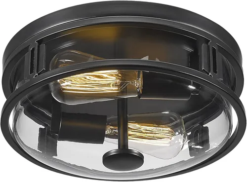 Vista 9 de Lámpara de techo de montaje empotrado de 16 pulgadas con pantalla de vidrio transparente, 3 luces para interiores y exteriores, luces de montaje