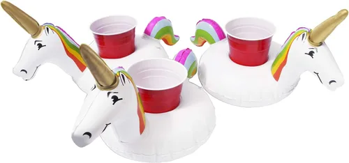 Vista 9 de GoFloats Inflatable Pool and Hot Tub Drink Holders (3 Pack) (Choose - Unicorn, Flamingo, Palm Tree and More)