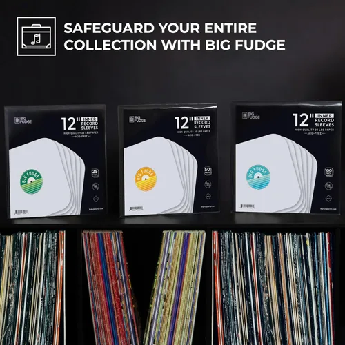 Vista 5 de Big Fudge Fundas de vinilo de 12 pulgadas para discos de vinilo, fundas interiores de 25 unidades, fundas de vinilo de papel pesadas, sin ácidos