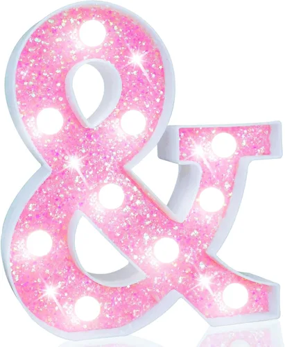 Vista 48 de Pooqla Luces de números de marquesina, números de luz rosa para niñas de 10.º cumpleaños, funciona con pilas, luz nocturna de número con purpurina