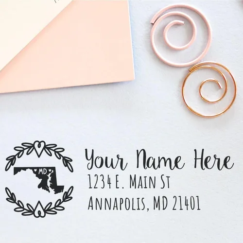 Vista 24 de Alabama Address Stamp, Alabama State Wreath Stamp, Custom Hand Imprint for Home, Office, Crafting, Mail, Weddings, Housewarming, and Residents