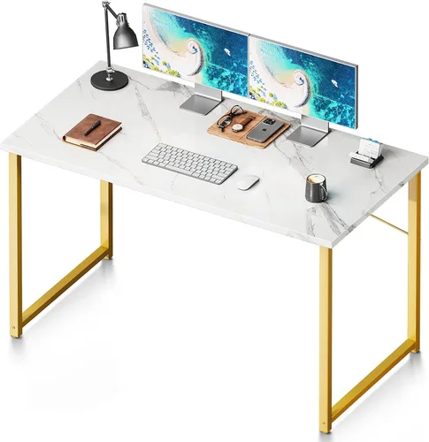 Vista 16 de Coleshome Escritorio para computadora de 48 pulgadas, escritorio moderno de estilo simple para oficina en casa, escritorio de estudio para Roble gris