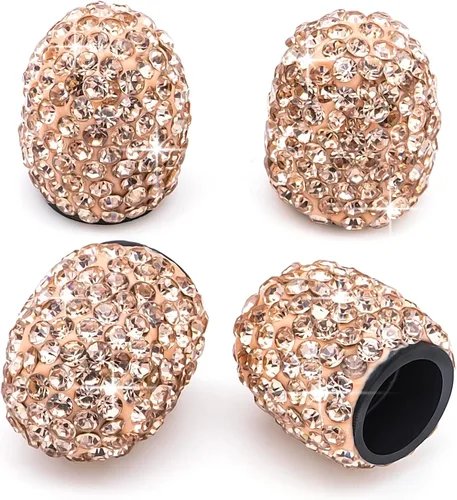 Vista 19 de 8 tapas de válvula de vástago de neumático con diamantes de cristal, a prueba de polvo, tapas universales para válvulas de neumáticos para Negro