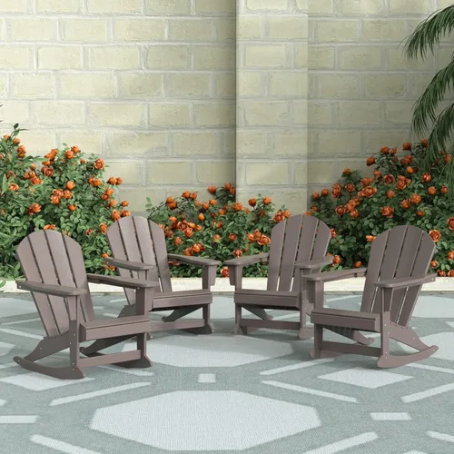 Vista 33 de WestinTrends Malibu Silla mecedora de polietileno Adirondack para exteriores/patio, azul marino