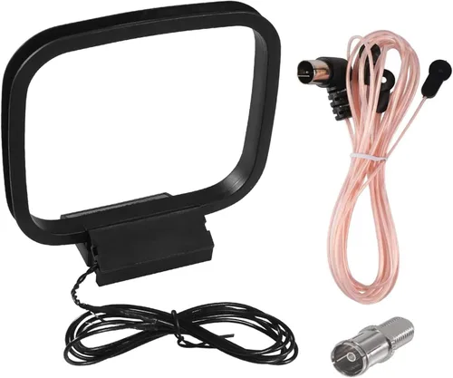 Vista 9 de Antena de radio FM de 75 ohmios, antena coaxial FM y antena de bucle AM con 3 conectores para interior receptor estéreo para el hogar, audio AV