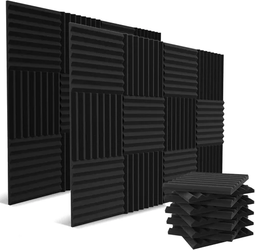 Vista 7 de Paquete de 12 paneles acústicos de 1 x 12 x 12 pulgadas – Espuma acústica – Cuñas de espuma para estudio – Paneles de alta densidad – Cuñas Carbón