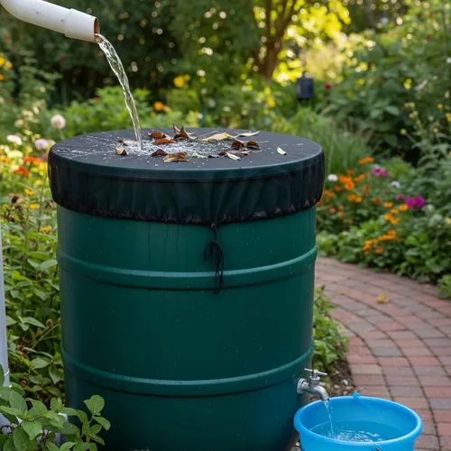 Vista 3 de Cubierta de malla de 37.5 pulgadas para barril de lluvia, cubierta de filtro de hojas de cubo de lluvia, paquete de 2
