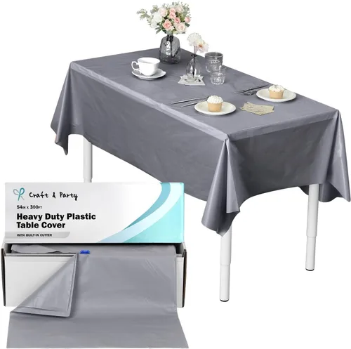Vista 40 de Craft And Party, Rollo de plástico para cubierta de mesa color verde manzana, 40 pulgadas x 100 pies, rollo de plástico resistente para cubierta