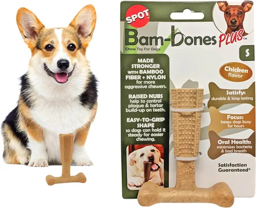 Vista 17 de SPOT Bam-Bones Plus T Bone - Juguete masticable de fibra de bambú y nailon para perros masticadores moderados a agresivos, duradero y sin astillas