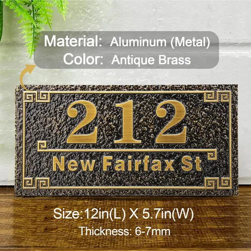 Vista 2 de Placa personalizada de dirección de casa de 12 pulgadas, números fundidos para exteriores, placa de señal de dirección personalizada con nombre