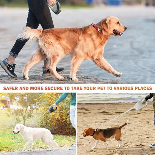 Vista 6 de Vivicreate Correa retráctil resistente para perros, correa de cinta de nailon resistente de 16 pies para perros medianos y grandes de hasta 110