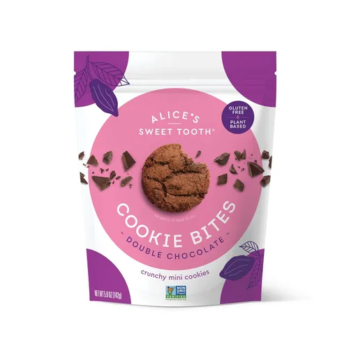 Vista 9 de Alice's Sweet Tooth Bocaditos de galletas con chispas de chocolate, sin gluten, veganas, crujientes, a base de plantas, sin lácteos, sin granos, sin