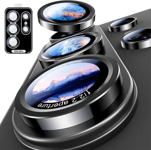 Vista 45 de Uyiton Protector de lente de cámara para Samsung Galaxy Z Fold 7 - Cubierta de pantalla trasera de vidrio templado de grado militar