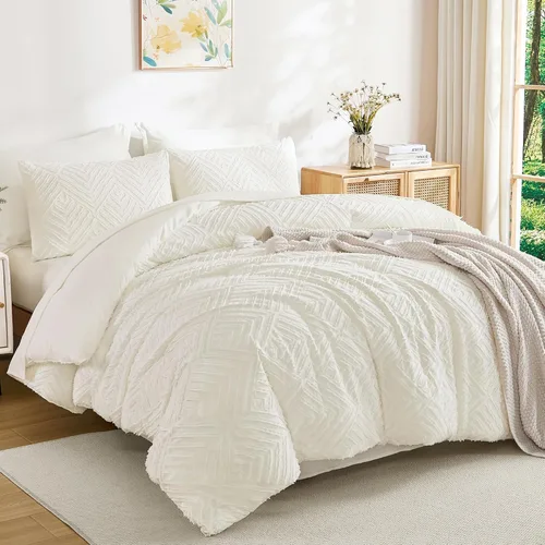 Vista 13 de Andency - Juego de edredón tamaño king con sábanas, fundas de almohada y fundas decorativas, color verde esmeralda oscuro, completo, 7 piezas