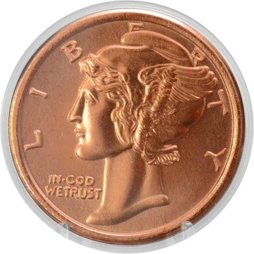 Vista 10 de Réplica de Águila de Oro India de 1907, $10, 1 onza de cobre puro .999, redonda, coleccionable, moneda de 39 mm en cápsula - COA de Heavenly Metals