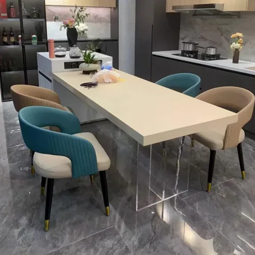 Vista 8 de YVYKFZD Mid Century Dining Chairs, Leather Kitchen Chairs Set, Dining Room Chair with Curved Backrest and Metal Legs, Upholstered Armchair Comfy