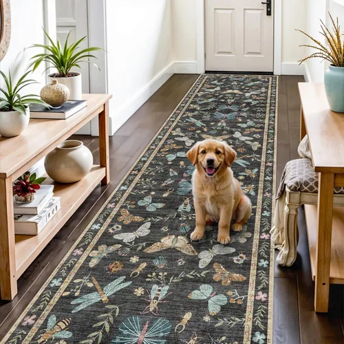 Vista 111 de Alfombra de pasillo lavable de 2 x 3: alfombras antideslizantes con parte trasera de goma, alfombra de cocina suave, alfombra pasillo estilo granja