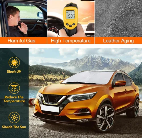 Vista 5 de Car Windshield Sunshade for Honda HR-V 2023 2024 2025, Blocks UV Heat Interior Cool, Foldable Sun Shade Protector for Truck SUV, Universal Front