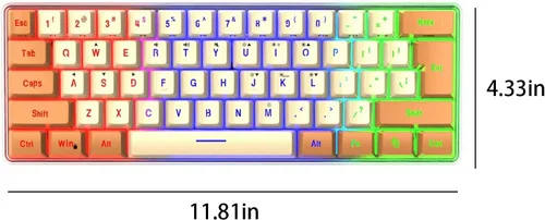 Vista 2 de Teclado mecánico para juegos con cable, teclado portátil iluminado para computadora, laptop, escritorio, accesorios de juegos, cosas geniales