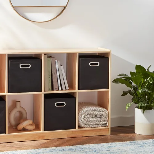 Vista 6 de Amazon Basics Contenedores organizadores de almacenamiento en forma de cubo plegables, paquete de 6, 10.5 x 10.5 x 11 pulgadas, negro