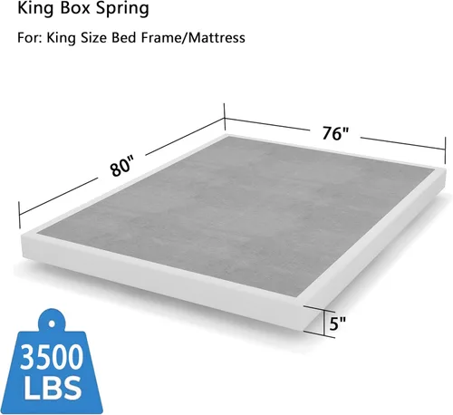 Vista 3 de Somier de metal de perfil bajo de 5 pulgadas para cama King, estructura resistente, base de colchón, sin ruido, antideslizante, fácil montaje