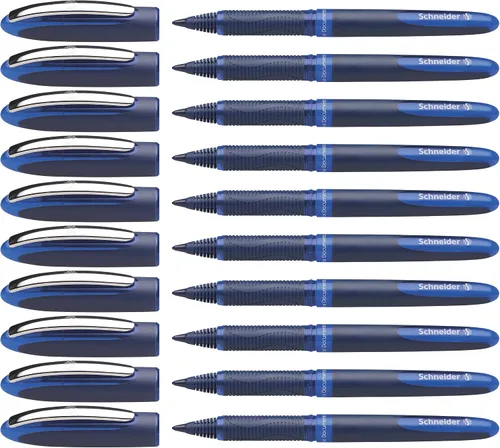 Schneider One Business - Bolígrafo estilográfico, punta ultra suave de 0,6 mm, barril azul, tinta azul, caja de 10 bolígrafos (183003)