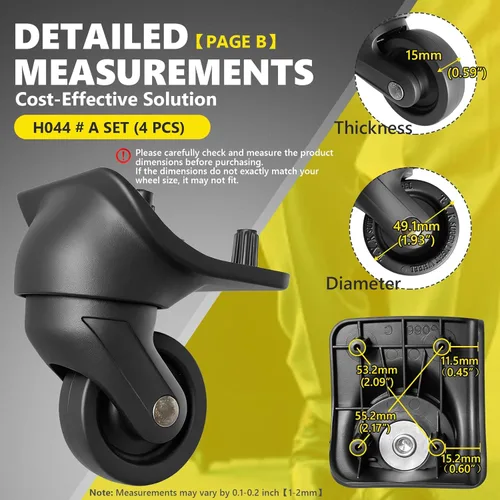 Vista 3 de Ruedas de equipaje de repuesto para maleta, piezas de repuesto de ruedas giratorias, maleta con ruedas, kit de equipaje (4 piezas)