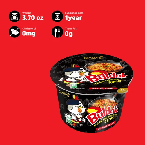 Vista 4 de Samyang Buldak - Ramen de pollo picante picante salteado (16 unidades, original)