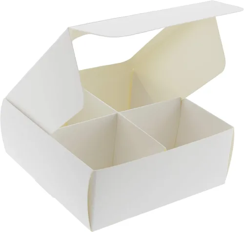 Vista 29 de 10 cajas de golosinas con ventana y divisores 9 compartimentos X-SMALL 5 x 5 x 1.57 pulgadas Cajas de dulces vacías para regalar, caja
