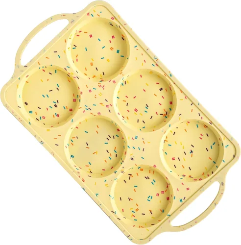 Vista 14 de BAKE BOSS Molde de Silicona Confetti para Muffins Jumbo de 6 Cavidades–Moldes Antiadherentes para Cupcakes para Hornear, Moldes de Silicona Grandes