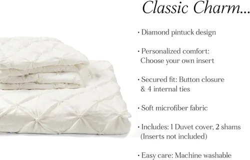 Vista 6 de Lush Decor Ravello - Juego de funda de edredón con textura de 3 piezas de lujo, decoración tradicional de dormitorio inspirada en glamour y granja