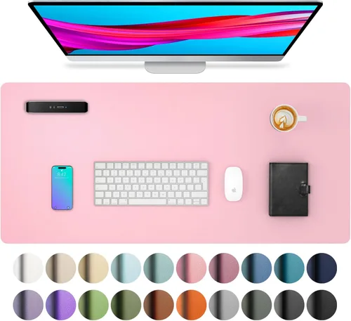 Vista 73 de Aothia - Protector de escritorio de cuero sintético, base para mouse y cubierta antideslizante, superficie impermeable para laptop y escritura
