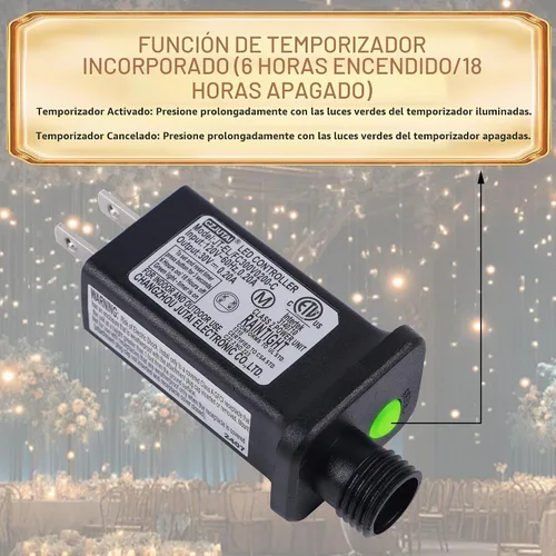 Vista 5 de 300 luces LED de Halloween, cadena de luces de Halloween de 98.5 pies con 8 modos de iluminación, mini luz impermeable y conectable, enchufe