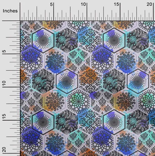 Vista 2 de oneOone Cotton Flex Dark Blue Fabric Floral DIY Clothing Quilting Fabric Print Fabric by Yard 40 Inch Wide-2H